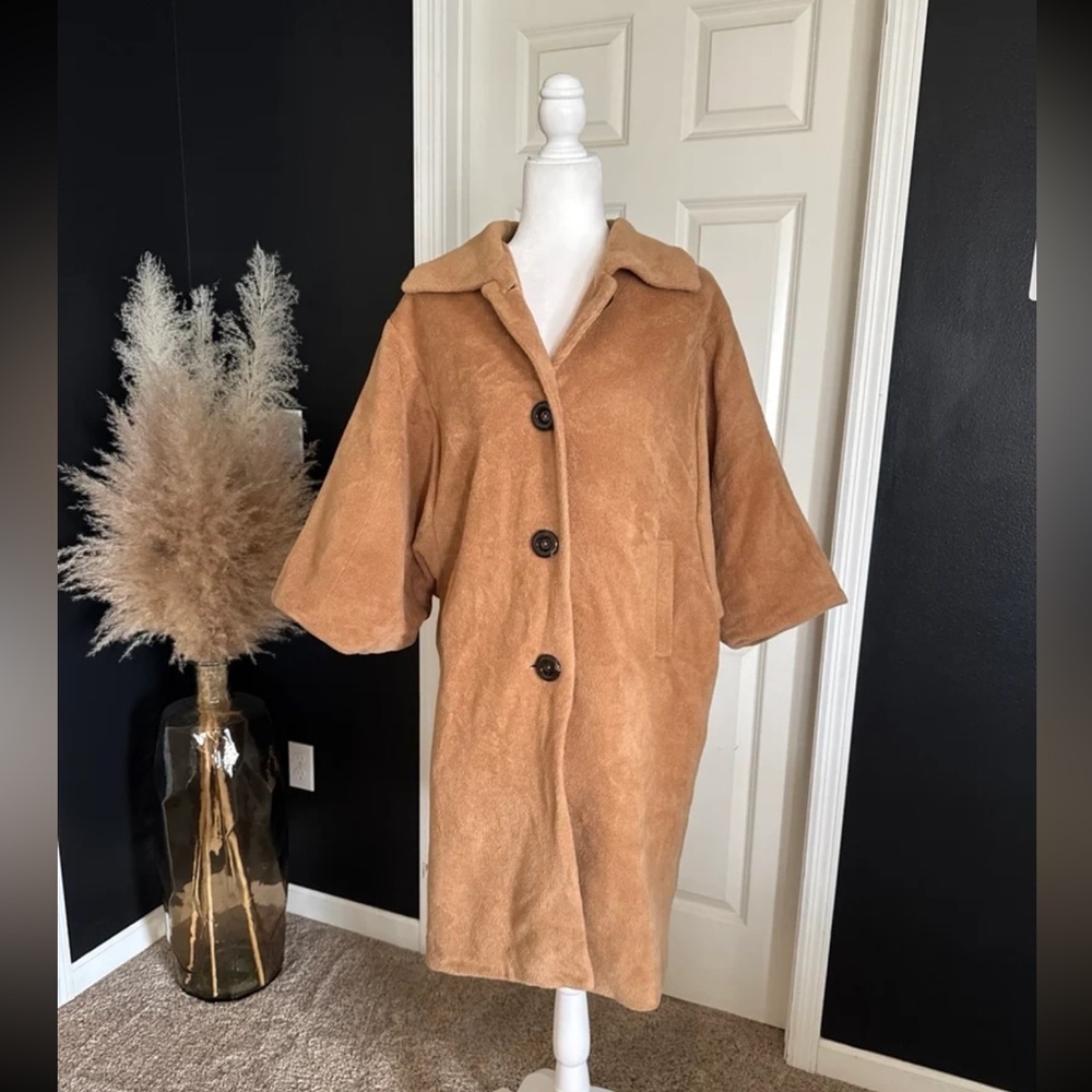 Victor Alfaro Rabbit Hair Wool Luxury Blend Coat Womens Tan Brown 
size Large